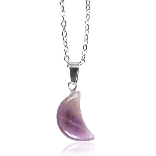 Amethyst Crystal Moon Necklace