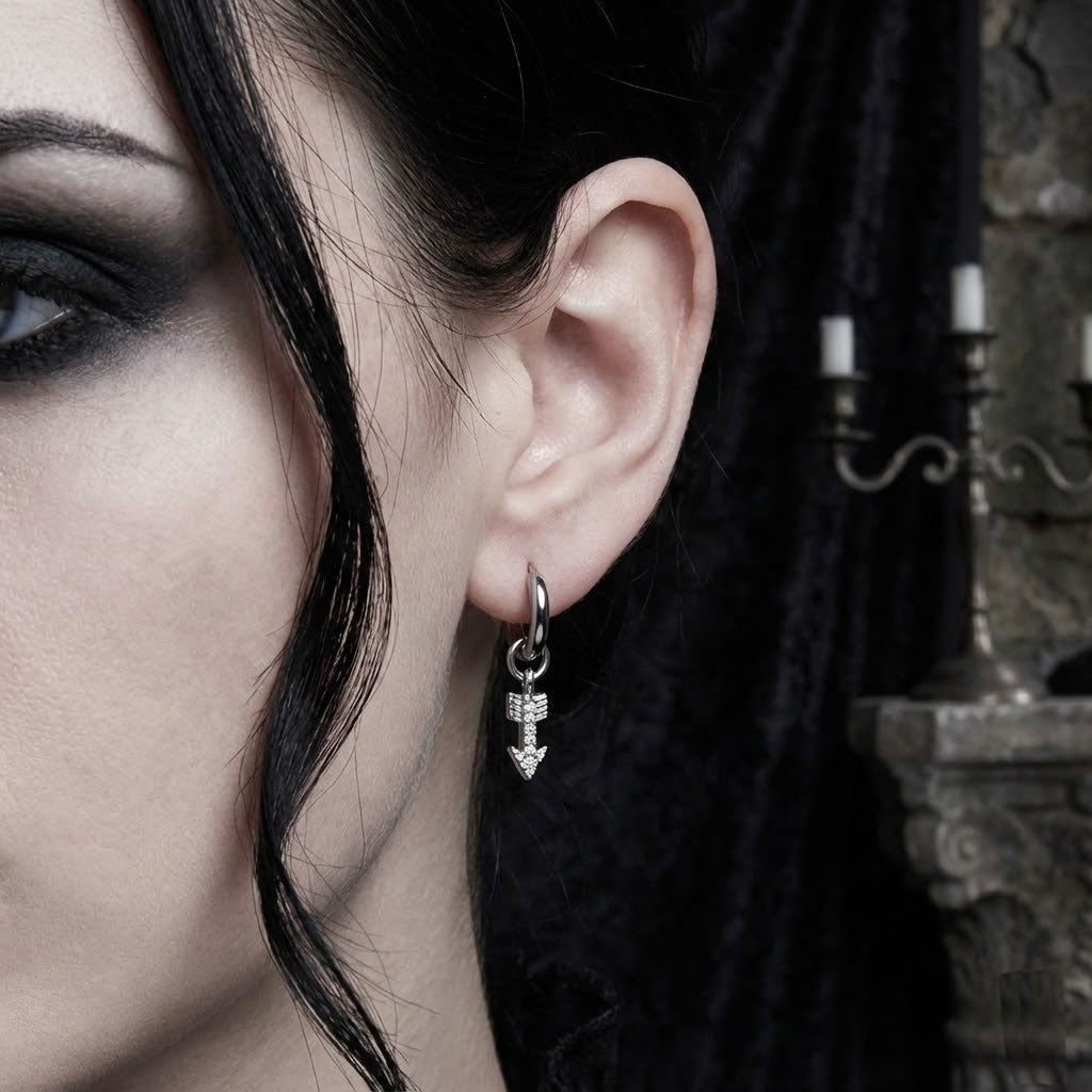 Arrow Charm Huggie Hoop Earrings