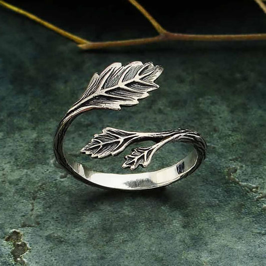 Sterling Silver Wrap Around Leaf Ring