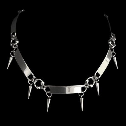 Stainless Steel Bar & Spike Choker Necklace