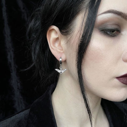 Bat Charm Hoop Earrings