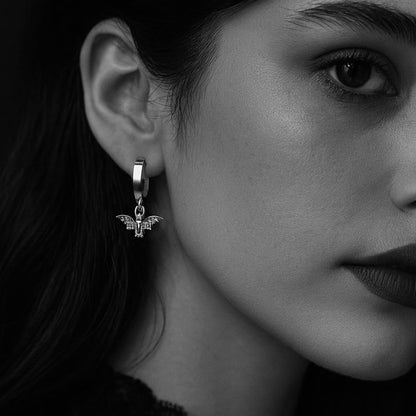 Gothic Bat Hoop Earrings
