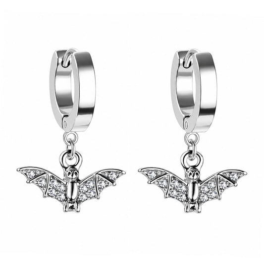 Bat Charm Hoop Earrings