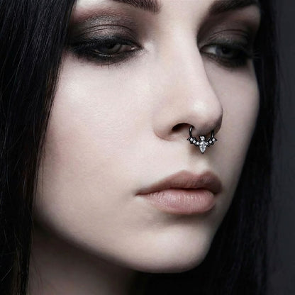 Black Bat Crystal Septum Ring