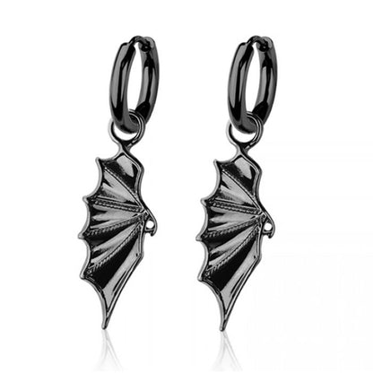 Black Bat Wing Huggie Hoop Earrings