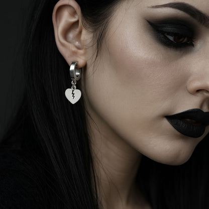 Broken Heart Huggie Hoop Earrings
