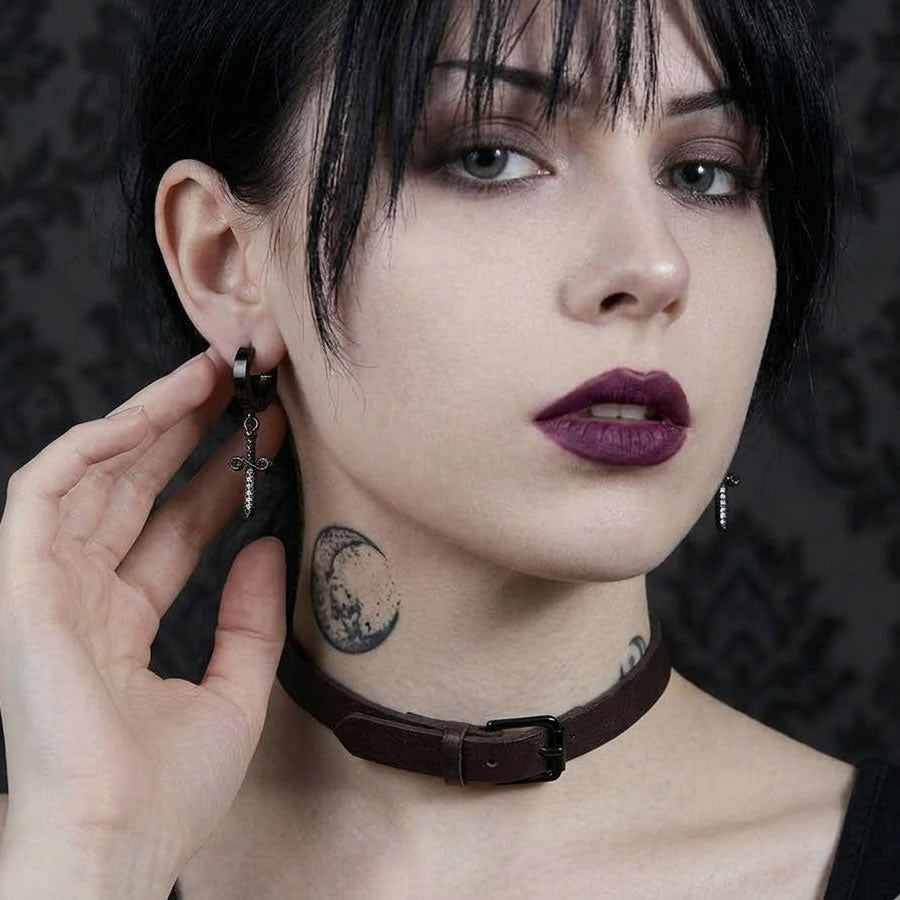 Black Dagger Hoop Earrings