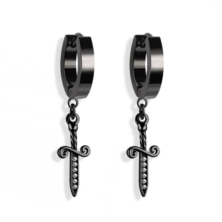 Black Dagger Hoop Earrings