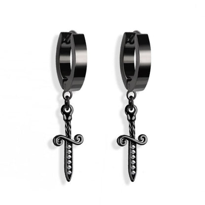 Black Dagger Hoop Earrings