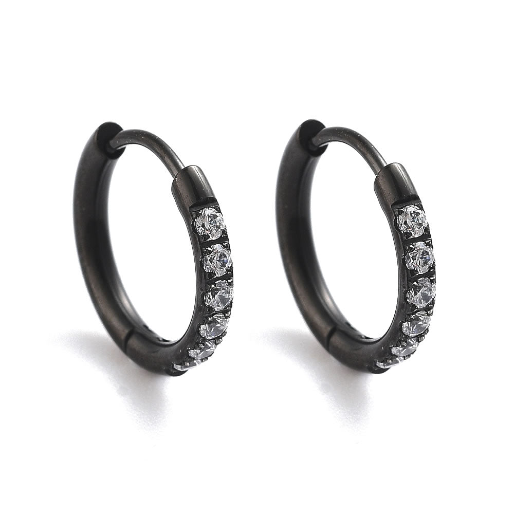 Black Steel Micro Hoop Earrings