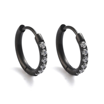 Black Steel Micro Hoop Earrings