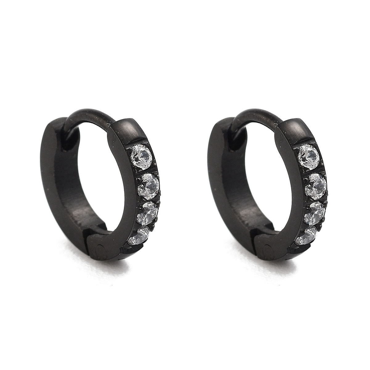 Black Steel Micro Hoop Earrings