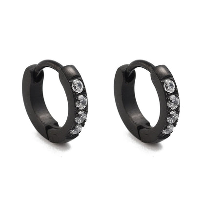 Black Steel Micro Hoop Earrings