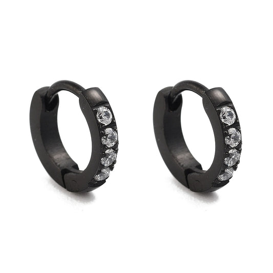 Black Steel Micro Hoop Earrings