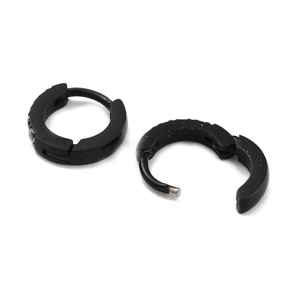 Black Steel Micro Hoop Earrings