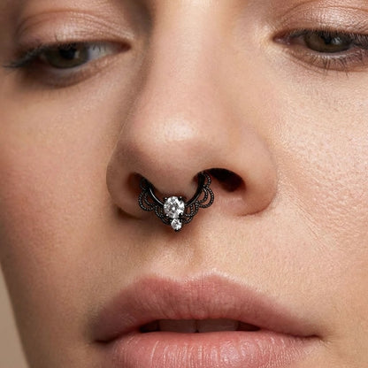 Black Crystal Rope Detail Septum/Cartilage Ring