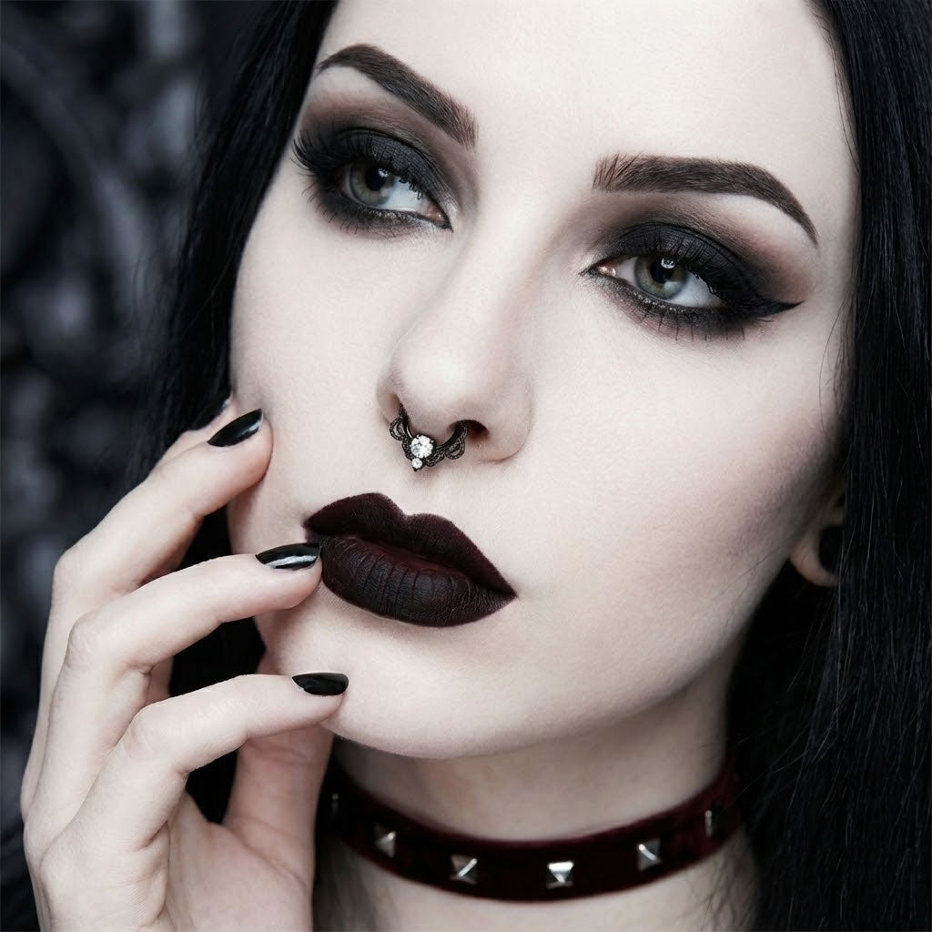 Black Crystal Rope Detail Septum/Cartilage Ring