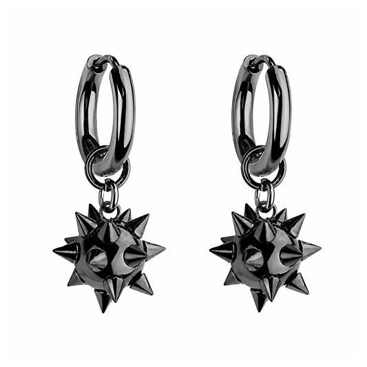 Spike Ball Hoop Earrings (Black)