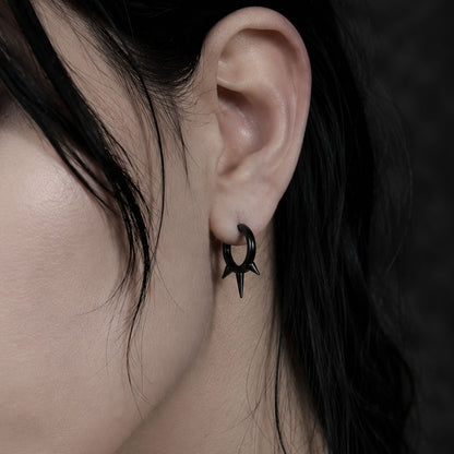 Spiked Hoop Earrings (Black)