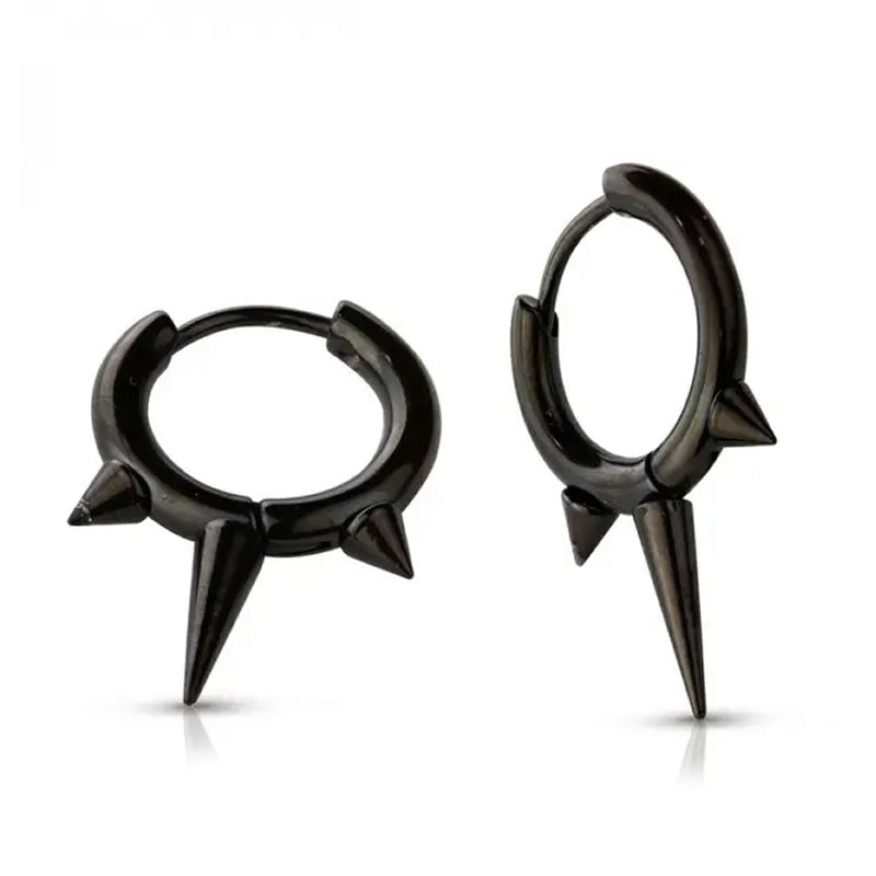 Spiked Hoop Earrings (Black)