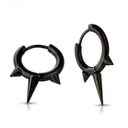 Spiked Hoop Earrings (Black)
