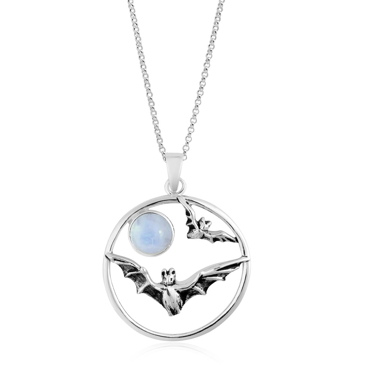 Sterling Silver Moonstone Bat Pendant