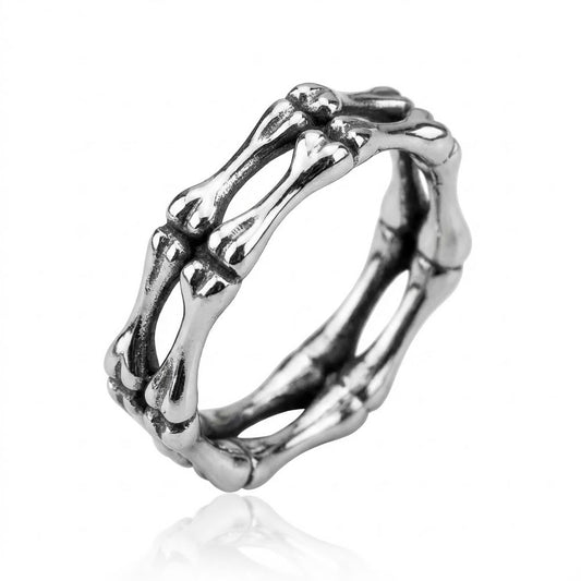 Stainless Steel Band of Bones Ring