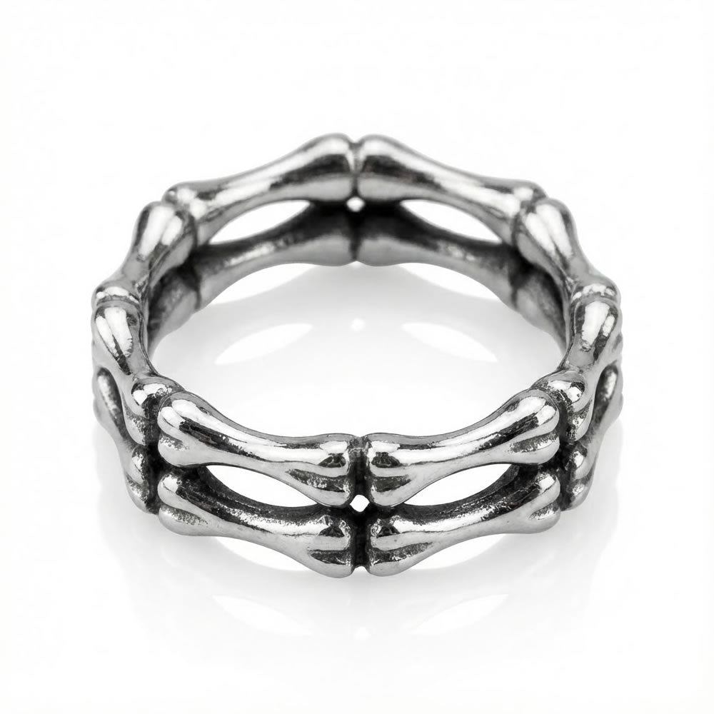 Stainless Steel Band of Bones Ring