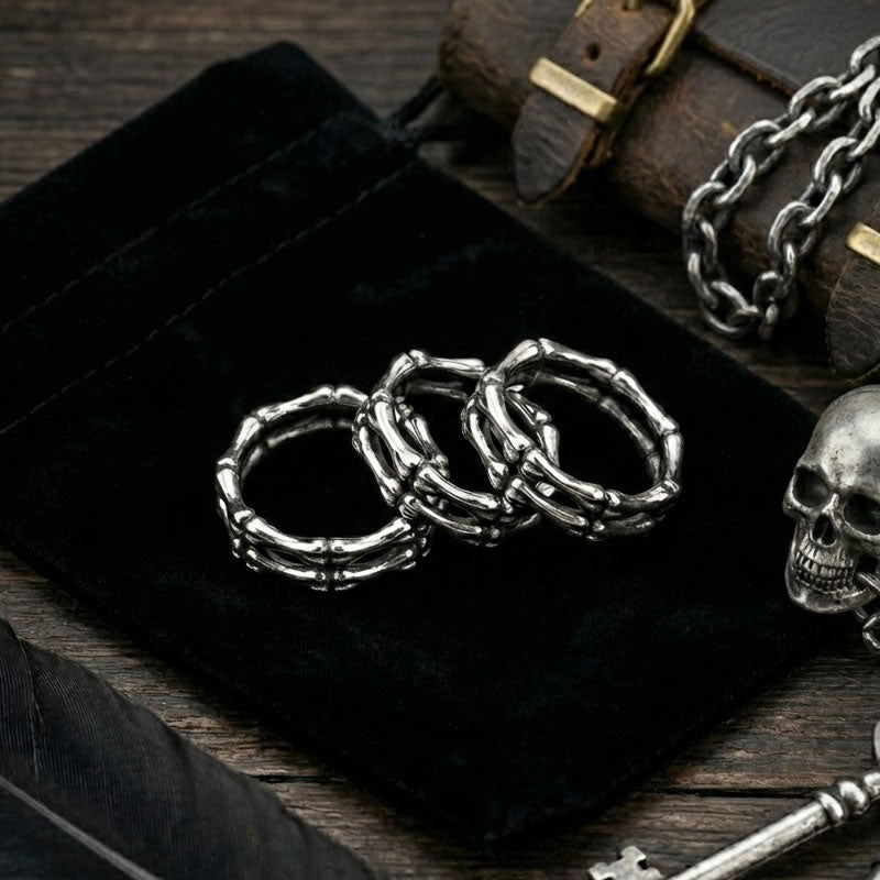 Stainless Steel Band of Bones Ring