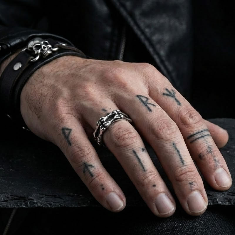 Stainless Steel Band of Bones Ring