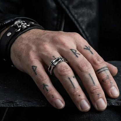 Stainless Steel Band of Bones Ring