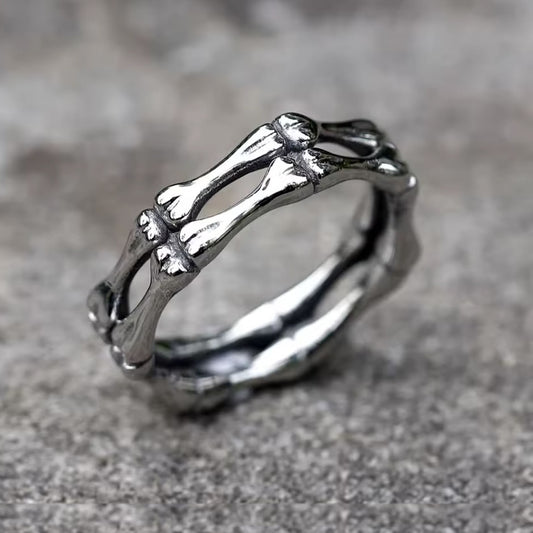 Stainless Steel Band of Bones Ring