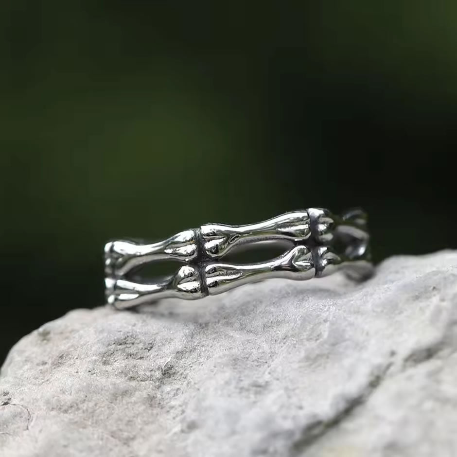 Stainless Steel Band of Bones Ring