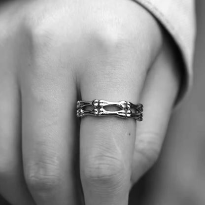 Stainless Steel Band of Bones Ring