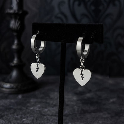 Broken Heart Huggie Hoop Earrings