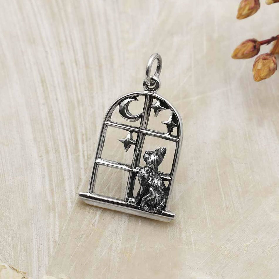Sterling Silver Cat In The Window Necklace