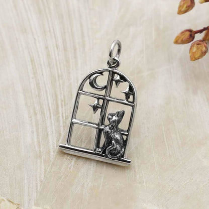 Sterling Silver Cat In The Window Necklace