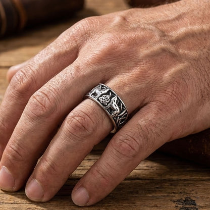 Celtic Knot Wolf Band Ring