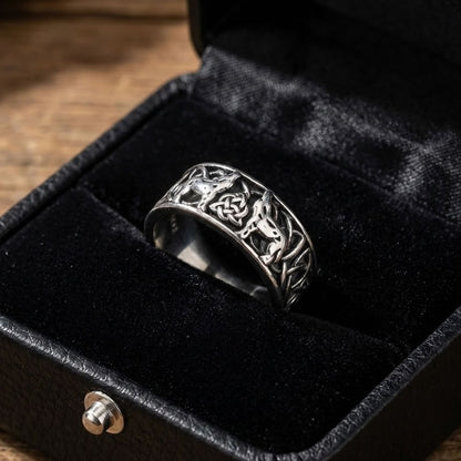 Celtic Knot Wolf Band Ring