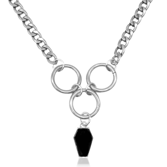 Crypt Black Coffin O-Ring Choker Necklace
