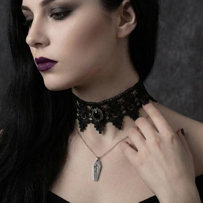 Crypt Gothic Cut-Out Cross Coffin Pendant