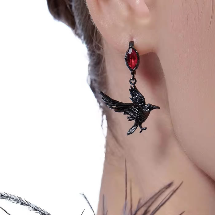 Raven Bloodstone Hoop Earrings