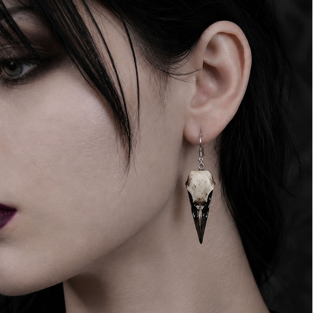 Crow Skull Dangle Earrings