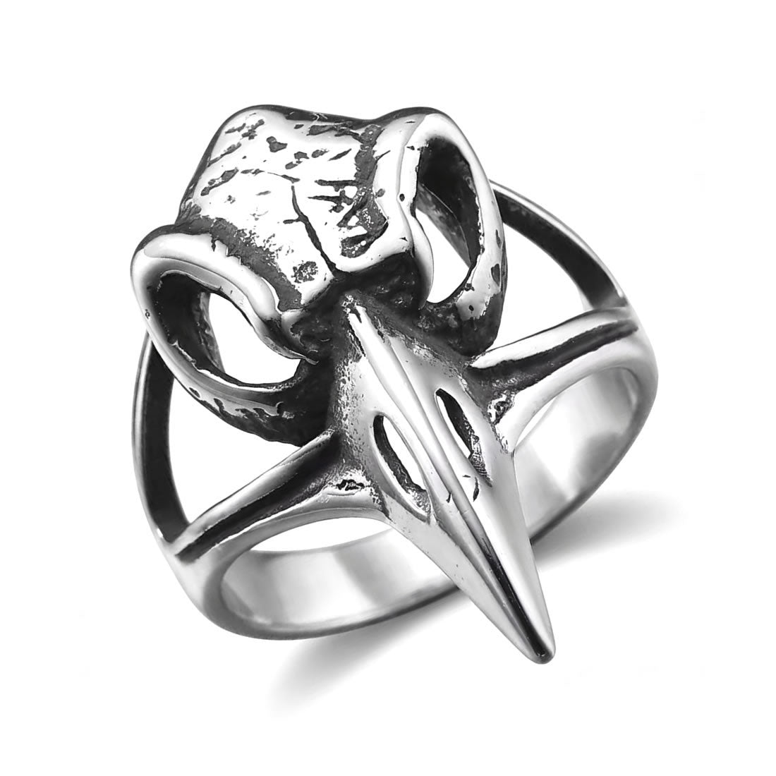 Stainless Steel Crow Skull Ring