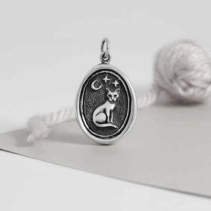 Sterling Silver Cat Wax Seal Necklace