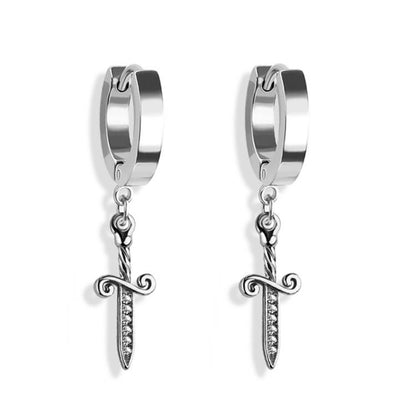Steel Dagger Hoop Earrings