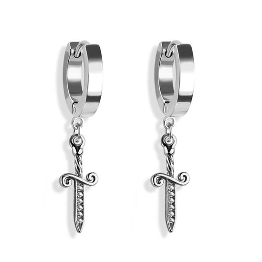 Steel Dagger Hoop Earrings