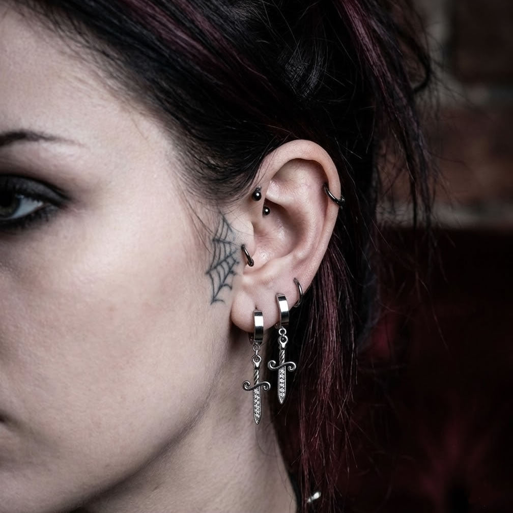 Steel Dagger Hoop Earrings