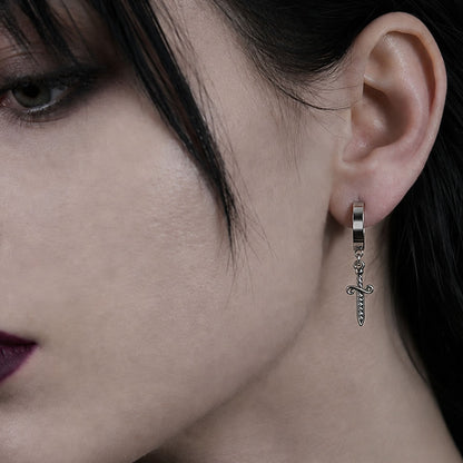 Dagger Charm Hoop Earrings