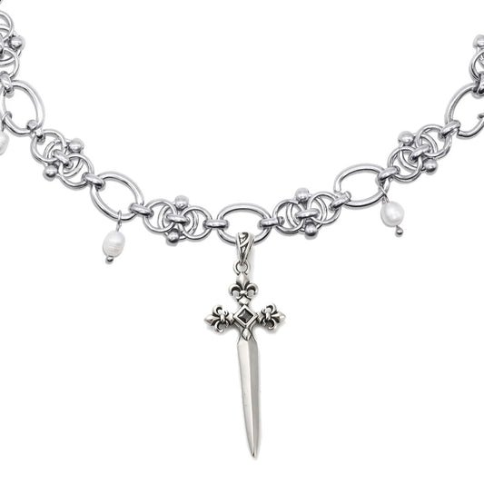 Juliet Pearl Dagger Choker Necklace